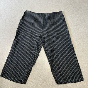 Eileen Fisher Charcoal and White Pinstripe Capris
